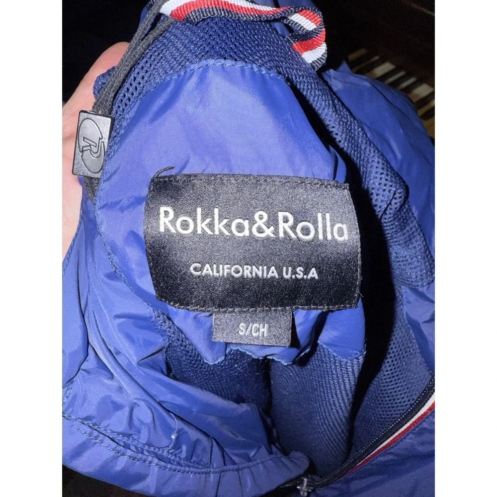 Rokka & Rolla Men's Lightweight Rain‎ Jacket Packable Windbreaker Blue Sz-S New